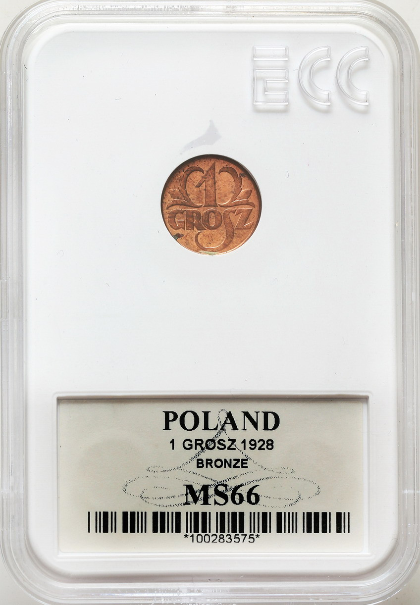 II RP. 1 grosz 1928, GCN MS66